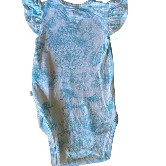 Posh Peanut Parz Floral Blue Kids Onesie 0-3 months - Picture 4 of 6